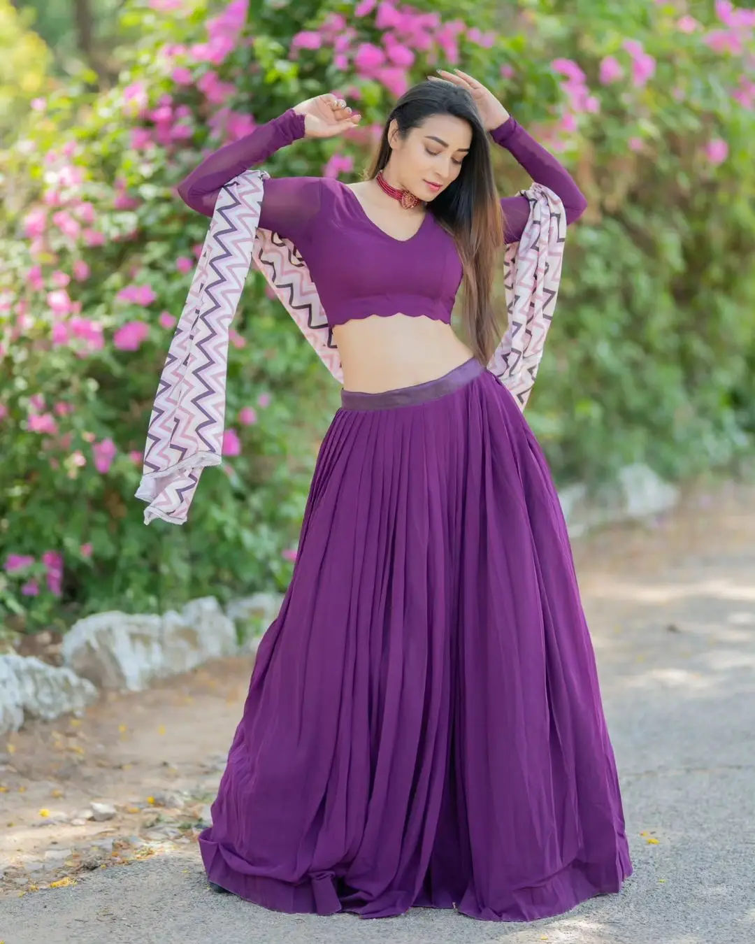 ETV Actress Bhanu Sri in Beautiful Violet Lehenga Choli